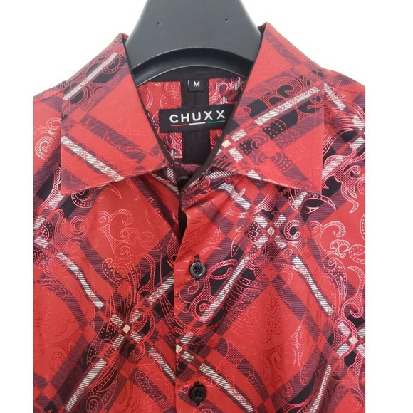 Mens Red Printed  Fashion Shirt Medium EUC - Picture 2 of 9